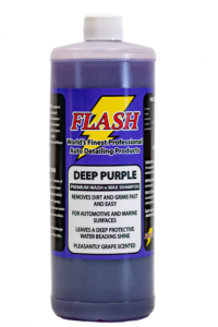A bottle of Flash Deep Purple car wash cleaning product.